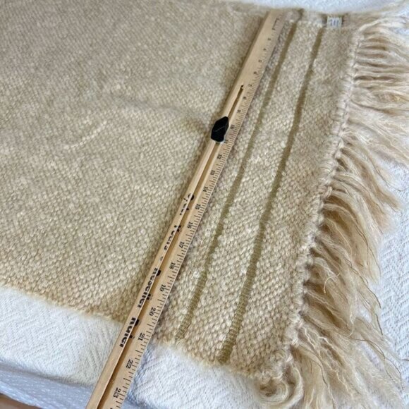 Vintage Ginette Chabot Women’s One Size Mohair? Wool? Fringed Scarf France Cream - Picture 7 of 10